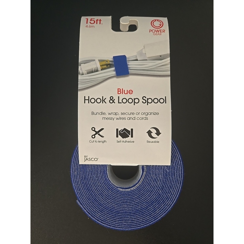 Power Gear Hook & Loop Spool 3/4" x 15' Blue NEW Bundle Wrap Secure Wires Cords
